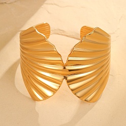 Золотой 304 женские браслеты-манжеты из нержавеющей стали, формы раковины, золотые, 2 дюйм (5.2 см), внутренний диаметр: 2-1/8x2-3/8 дюйм (5.45x6.1 см)