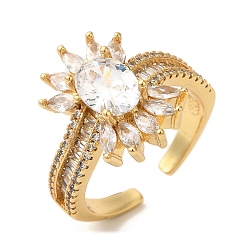 Прозрачный Овальные открытые манжеты из латуни с микропаве и фианитами, для женщин, без свинца и без кадмия, реальный 18 k позолоченный, прозрачные, 12 мм, регулируемый