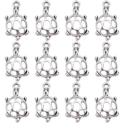 Античное Серебро 100 подвески из цинкового сплава в тибетском стиле, полый, Морская черепаха, античное серебро, 21x12.5x3.3 мм, отверстие : 1.6 мм