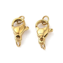 Золотой Ионное покрытие (ip) 304 застежки-клешни из нержавеющей стали, с прыжковых колец, золотые, 10x6.5 мм, отверстие : 2.5 мм
