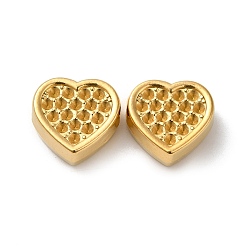Plaqué 18K Or Véritable 304 billes d'acier inoxydable, cœur, réel 18 k plaqué or, 13x13.5x6mm, Trou: 2.2mm
