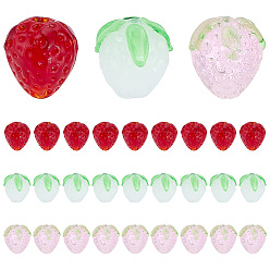 (52) Непрозрачная лаванда 30 шт 3 стили ручной работы бусины лэмпворк, клубника, разноцветные, 15x13~15x12.5~15 мм, отверстие : 1~2 мм, 10 шт / стиль