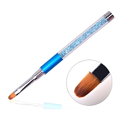 Темно-Голубой Кисточка для подводки ногтей со стразами, Пластиковая кисточка для тонкой работы с защитным футляром для маникюра., глубокое синее небо, 14.4~15.25x1 см