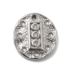 Нержавеющая Сталь Цвет Кованые 304 подвески из нержавеющей стали, плоский круглый шарм, со стразами, цвет нержавеющей стали, 15x13.5x3 мм, отверстие : 1.4 мм