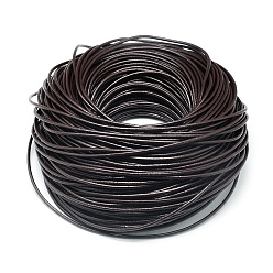 Coconut Brown Round Cowhide Leather Cord, Leather Rope String for Bracelets Necklaces, Coconut Brown, 1mm, about 100yard/bundle