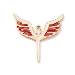 Real 18K Gold Plated 304 Stainless Steel Pendants, with Enamel, Angel Charm, Real 18K Gold Plated, 19.5x19.5x1.5mm, Hole: 1.2mm