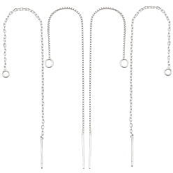 Серебро 2 пары 2 стиль 925 фурнитура для сережек из стерлингового серебра, с печатью 925, нить, серебряные, 80~99x1 мм, отверстие : 1 мм, штифты : 0.8 мм, 1 пара / стиль