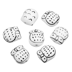 Белый Перламутровый ручной работы фарфора бусины, сова, белые, 15x16 мм, около 10 шт / упаковка