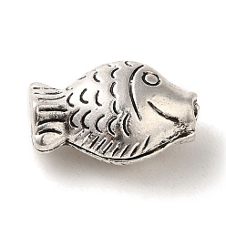 Античное Серебро Сплавочные овальные бусины тибетского стиля , без кадмия и без свинца, рыба, античное серебро, 15.5x20.5x7 мм, отверстие : 2.2 мм