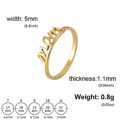 Золотой День матери 201 кольца из нержавеющей стали, слово мама, золотые, размер США 7 (17.3 мм)