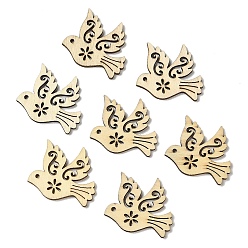 Old Lace Hollow out Unfinished Wooden Pieces, Bird Cutouts, for DIY Painted Decorative Craft Embellishments, Old Lace, 3.25x3.75x0.25cm, Hole: 1.8mm