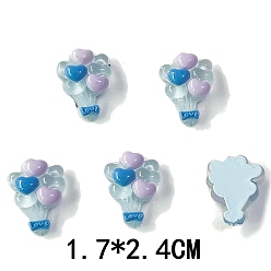 Светло-Синий Светящиеся кабошонов смолы, воздушный шар в форме сердца, светится в темноте, голубой, 24x17 мм