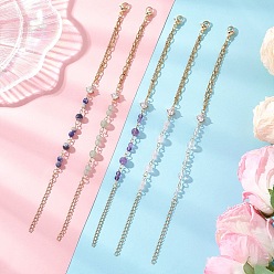 Смешанные камни Браслеты из круглых натуральных бусин с драгоценными камнями, 304 Браслеты из нержавеющей стали с цепочкой и скрепкой для женщин, золотые, 6.38 дюйм (16.2 см)