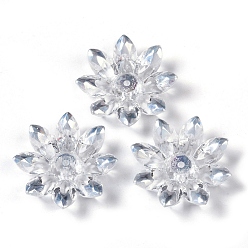 Белый Покрытие акриловых колпачков для бусин, граненые, цветок, белые, 31x33.5x8.5 мм, отверстие : 1.8 мм