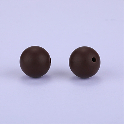 Coffee Round Silicone Focal Beads, Chewing Beads For Teethers, DIY Nursing Necklaces Making, Coffee, 15mm, Hole: 2mm
