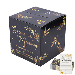 Black Party Floral Memory Card Box Set, with 50Pcs with Share a Memory Cards, Black, Box: 191x191x191mm