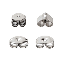 Stainless Steel Color Tarnish Resistant 80Pcs 4Size 304 Stainless Steel Ear Nuts, Butterfly Earring Backs for Post Earrings, Stainless Steel Color, 6x4.5x3mm, Hole: 0.8mm, 20pcs/Size