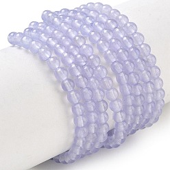 Lilac Dyed Natural White Jade Beads Strands, Smooth Round, Lilac, 4~5mm, Hole: 1mm, about 88~90pcs/strand, 14.96''(38cm)