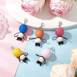 (52) Непрозрачная лаванда Бусины-подвески из искусственного жемчуга из пчелиного дерева и АБС-пластика, с цинковым сплавом застежками омаров коготь, разноцветные, 54 мм