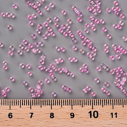 Violet 11/0 Grade A Round Glass Seed Beads, Transparent Inside Colours, AB Color Plated, Violet, 2.3x1.5mm, Hole: 1mm, about 48500pcs/pound
