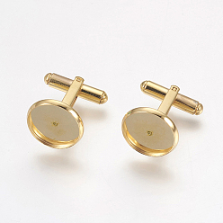 Золотой 304 из нержавеющей стали cuffinks, плоско-круглые, золотые, 19 мм, лоток: 16x2 мм, внутренний размер: 14 мм
