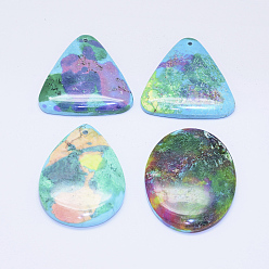 Howlite Natural Howlite Pendants, Mixed Shapes, Dyed & Heated, 44~64x28~46x5~7mm, Hole: 2mm