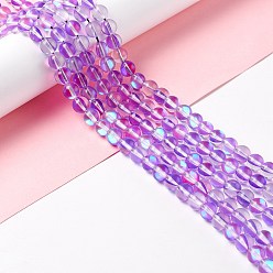 Сине-фиолетовый Синтетические лунные лучи, круглые, синий фиолетовый, 8 мм, отверстие : 1 мм, около 48 шт / нитка, 14.57''~15.35'' (37~39 см)