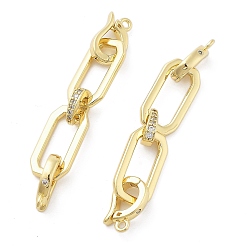 Настоящее золото 18K Латунное микропейв, прозрачный кубический цирконий, складные застежки, без кадмия, без никеля и без свинца, прямоугольные, реальный 18 k позолоченный, 51 мм, отверстие : 1.2 мм