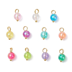 Золотой Прозрачные акриловые подвески, круглые подвески, золотые, 11x6 мм, отверстие : 3 мм