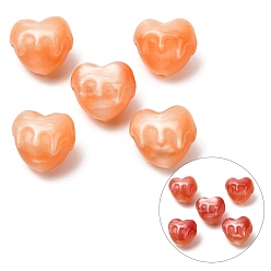 Orange Resin UV Reactive Beads, Color Changing Beads, Melting Heart, Orange, 15.5x18x15.5mm, Hole: 2mm