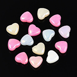 (52) Непрозрачная лаванда Пластиковые шарики, имитация желе, сердце, с покрытием AB цвета, разноцветные, 7.5~8x9x5 мм, отверстие : 1.5 мм, Около 2500 шт / 500 г