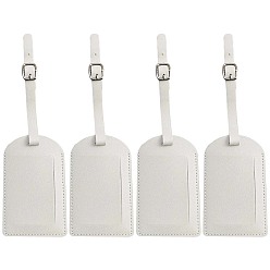 Белый Багажная бирка из искусственной кожи 4шт., с застежкой железа, этикетки для путешествий, бирки с именами чемоданов, белые, 111x70 мм