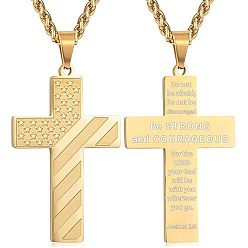 Золотой Американский флаг, библейский крест 304 подвески из нержавеющей стали для мужчин, золотые, 23.62 дюйм (60 см)