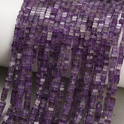 Аметист Природный аметист нитей бисера, квадратный, Heishi бусы, 2.5x2.5x1.5 мм, отверстие : 0.7 мм, около 263 шт / нитка, 14.96'' (38 см)