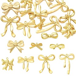 Chapado en Oro Real 18K 14 piezas 7 estilos colgantes de latón chapado en estante, larga duración plateado, lazo, real 18 k chapado en oro, 9.5~40x7~31x2~4 mm, agujero: 0.7~2.4 mm, 2 piezas / estilo