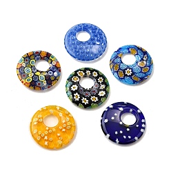 (52) Непрозрачная лаванда Стекло ручной работы тысячецветник бисера, пончик / пи-диск, разноцветные, 30x5 мм, отверстие : 10 мм