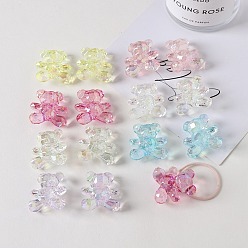 (52) Непрозрачная лаванда Прозрачные акриловые бусины, медведь, разноцветные, 32.2x30.4x15.4 мм, отверстие : 4.2 мм