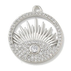 Платина Стойка металлическая латунная микропрофилированная кубическая циркония подвески, долговечный, без свинца и без кадмия, плоский круглый с подвесками для глаз, платина, 25x22x2.2 мм, отверстие : 2 мм