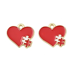 Красный Подвески из эмали и сплава, головоломка, золотые, красные, 14.5x16x1 мм, отверстие : 1.6 мм