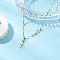 Golden Cross 304 Stainless Steel Pendant Necklaces, Golden, 15.67 inch(39.8cm)