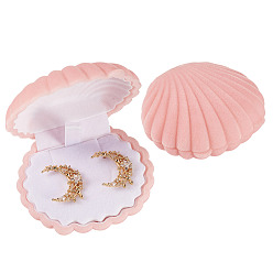 Pink Cajas de almacenamiento de joyas de terciopelo en forma de concha, Estuche de regalo de joyería para pendientes, colgantes, anillos., rosa, 6x5.5x3 cm