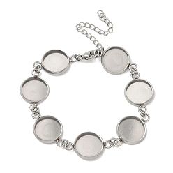 Нержавеющая Сталь Цвет 304 изготовление браслетов из нержавеющей стали, с круглым подносом, плоско-круглые, не тускнеет, цвет нержавеющей стали, лоток : 12 мм, 6.65 дюйм (16.9 см)