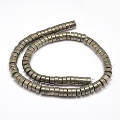 Pyrite Flat Round/Disc Natural Pyrite Beads Strands, Heishi Beads, 6x4mm, Hole: 1mm, about 100pcs/strand, 15.7 inch