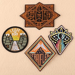 Mixed Color Computerized Embroidery Cloth Iron on/Sew on Patches, Costume Accessories, Appliques, Mixed Shapes, Mixed Color, 7.7~12x7.1~9.2cm, 4pcs/set