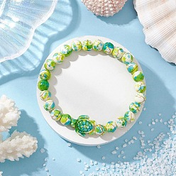 Желто-Зеленый Синтетические бирюзовые браслеты с бусинами для женщин и мужчин, черепаха, желто-зеленый, внутренний диаметр: 2-1/8 дюйм (5.5 см)
