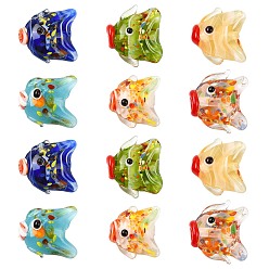 (52) Непрозрачная лаванда 12 шт 6 цвета бусины лэмпворк ручной работы, рыба, разноцветные, 14.5~19x17~21.5x9~10 мм, отверстие : 1.2~1.4 мм