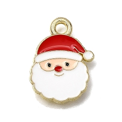 Santa Claus Подвески из эмали и сплава, золотые, Рождественская серия, Дед Мороз, 16x12x1 мм, отверстие : 1.6 мм