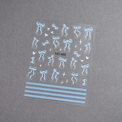 Светло-Синий Бант самоклеящиеся наклейки для дизайна ногтей, украшение для украшения ногтей, голубой, 12.8x7.8 см