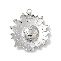 Платина Стойки обшивки латунные подвески, долговечный, без свинца и без кадмия, прелести подсолнуха, платина, 28x24x4.5 мм, отверстие : 1.6 мм