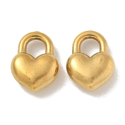 Настоящее золото 18K Ионное покрытие (ip) 304 брелоки из нержавеющей стали, подвеска в виде замка в виде сердца, реальный 18 k позолоченный, 15x11x5 мм, отверстие : 4x4 мм
